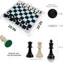 Juegoal 20" Portable Chess & Checkers Set, 2 in 1 Travel Board Games for Kids and Adults, Folding Roll up Chess Game Sets, Extra 26 Checker Pieces, Tournament Thick Mousepad Mat with Storage Bag