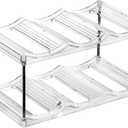 IEEK Plastic Stackable Bottle Storage Holder Rack,Free-Standing Water Bottle/Wine and Drink Organizer Shelf for Kitchen Cabinet,Fridge,Countertop,Pantry,Freezer,2 TiersX3 Bottles,Clear