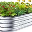 Winpull Raised Garden Bed Kit, 4x2x1 ft Galvanized Planter Box Outdoor with Safety Edging, Large Metal Raised Beds for Gardening Vegetables Flower Herb (Classic Silver)