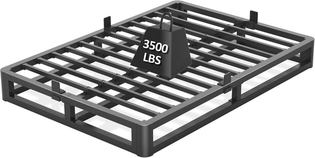 6 Inch Queen Bed Frame with Round Corner Edges, Low Profile Queen Metal Platform Bed Frame with Steel Slat Support, No Box Spring Needed/Easy Assembly/Noise Free Mattress Foundation