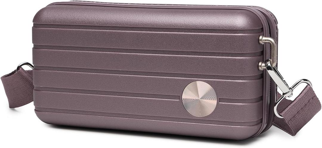Somago Hard Shell Suitcase Handbag with Adjustable Strap Mini Cosmetic Handbag Cell Phone Purse Bag for 6.9" Shoulder Bag(Elegant Purple)