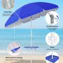 paramondo 7ft Beach Umbrella with Sand Anchor Air Vent Push Button Tilt and Crank, Portable Sunshade Outdoor Patio Umbrella with 8 Sturdy Ribs for Garden, Deck, Backyard, Pool and Beach