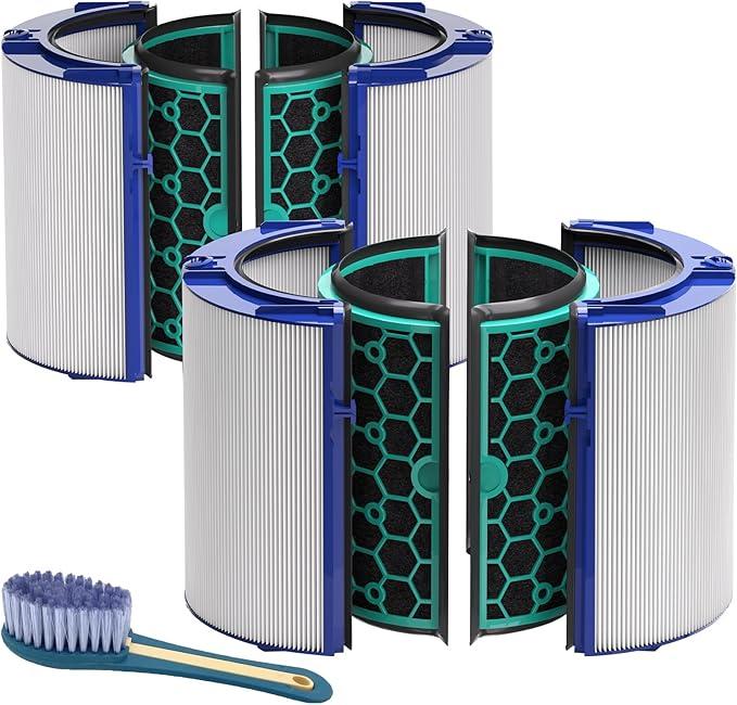 Leemone 2 Pack TP04 HP04 Filter Replacement Compatible with Dyson TP04 HP04 DP04 TP05 DP05 Air Purifier, 360° Combi Glass Filter & Activated Carbon Filter