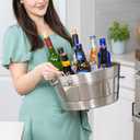 BREKX Stainless Steel Ice Bucket for Parties, Double Wall Insulated Anchored Brushed Drink Tub & Bucket with Double Hinged Handles, Drink Chiller for Parties, 12QT (3 Gallon), 100% Leak Proof