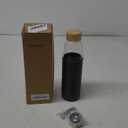 veegoal 25 Oz Borosilicate Glass Water Bottles with Bamboo Lid, BPA-FREE, Non-Slip Silicone Sleeve, and Stainless Steel Leak Proof Lid - Reusable Glass Bottle for Men and Women (Charcoal Grey)