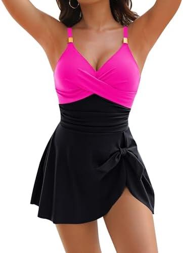 Blooming Jelly Womens One Piece Swimsuit Tummy Control Bathing Suit Gold Metal Tie Knot 2025 Swim Dress, XXL