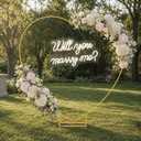 Arttown 6.6 FT Heart Arch Stand,Will You Marry Me LED Light Sign Gold