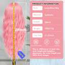 Cosplay Long Pink Wig 28 Inch Middle Part Synthetic Wig Realistic Gifts Party Wigs for Women Daily Use Colorful Wigs (Pink)