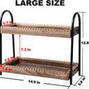 BDBDYEAY Bathroom Countertop Organizer, 2 Tier Vanity Organizer and Storage for Cosmetic Skincare Perfume, Wood Bead Storage Shelf for Bathroom Kitchen Coffee Station