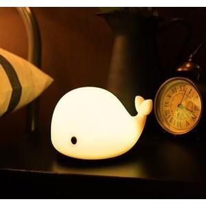 Cute Kids Night Light & Lamp - Portable Silicone Battery LED Nightlight for Kids Bedroom, Toddler, Baby - Nursery (Whale)