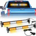2 in 1 Emergency Strobe Traffic Advisor Light Bar Amber White Warning Hazard Safety Interior Windshield Dash Lights Emergency Lights for Trucks Construction 2x17.7, Amber/White