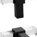 Peaha 10 Pack Black Cabinet Knobs Square Acrylic Kitchen Knobs Modern Clear Black Cabinet Hardware for Dresser Bathroom,Zinc Alloy Base (Single Hole, Black-3)