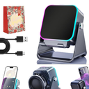 5-in-1 Wireless Bluetooth Speaker with Adjustable Phone Stand, Wireless Speaker, Phone Speakers Amplifier, with Colorful Light Gifts for Men Women (Black)