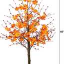 Nearly Natural 5ft Pre-Lit Autumn Maple Artificial Fall Tree with Berries and 96 Warm White LED Lights