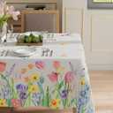 XCHI Wildflowers Tulips Flowers Spring Tablecloth Rectangle Summer Table Cloth Washable Table Covers for Indoor Dining Home Party Decorations 60x104 Inch