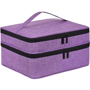 nail organizers and storage, Portable Nail Polish Holder Holds 42 Bottles(15ml), Double-layer Storage Bag for Nail Polish and Manicure Set (Purple-Holds 42 Bottles)