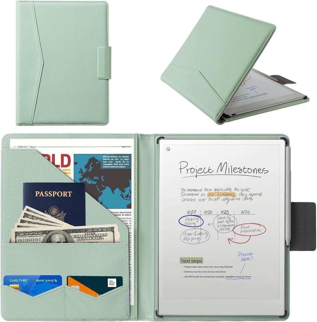 Cobak Premium PU Leather Case for Remarkable Paper Pro 11.8" (2024)  Slim Magnetic Back Cover with Auto Sleep/Wake, Folder Design, Magnetic Pen Holder Strap, Sage Green