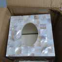 Milano Tissue Box Cover Square  Decorative Tissue Holder for Bathroom - Beautiful Natural Mother of Pearl Capiz Shells Tissue Box Holder - Cube Tissue Box Cover with Durable Bottom Slider