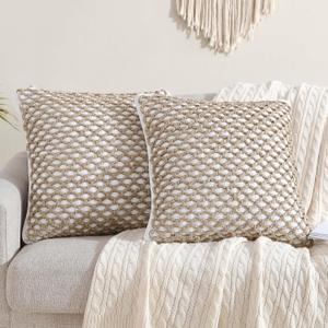 Boho Living 18x18 White Throw Pillow Covers with Pillow Insert Included, Pack of 2