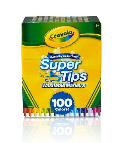 Crayola Super Tips Marker Set for Kids (100ct), Broad Tip & Fine Point Washable Art Markers for Kids, Bulk School Supplies, Teacher Classroom Must Haves, Drawing Supplies