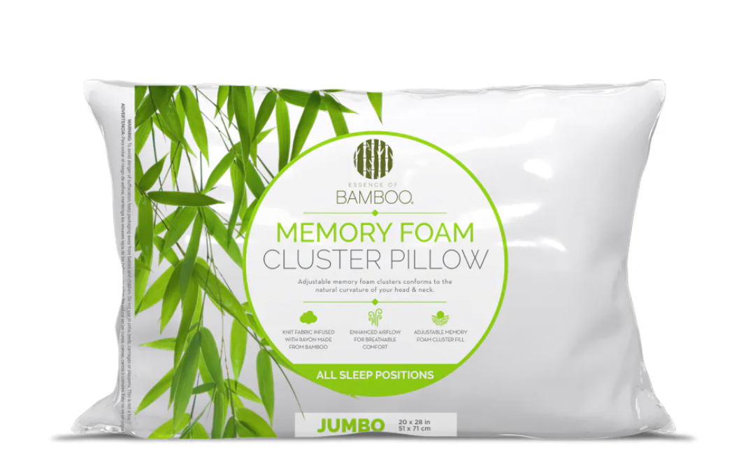 Essence of Bamboo Jumbo Pillow 20x28in Memory foam Cluster Pillow