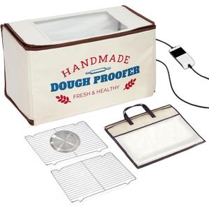 Extra Large Folding Dough Proofing Box with 3-Sided Heating, Temp Control (50-130), 24-Hour Timer, Beep Alert, Storage Bag  Ideal for Sourdough, Pizza, Yogurt & Seed Starting (L-21.6 x 11.8'' x 11.8'', OFF-WHITE)