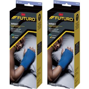 Futuro Night Wrist Sleep Support Brace, Adjustable Nighttime Splint for Carpal Tunnel Relief, Cushioned Beads and Removable Stabilizer, Fits Left or Right Hand (2-Pack)