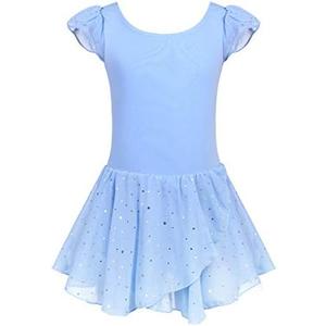 Arshiner Girls Ruffle Sleeve Ballet Dance Dress Tutu Skirted Leotard, 6-7Y
