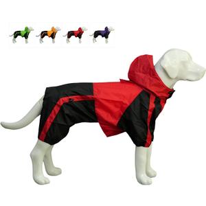 Lovelonglong Alaska Dog Hooded Raincoat, Golden Retriever Rain Jacket Poncho Waterproof Clothes with Hood Breathable 4 Feet Four Legs Rain Coats for Large Huge Dogs Red L-XL+