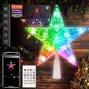 Lumary Christmas Tree Topper 7.6 Inch, Color Changing Xmas Star with Bluetooth App/Remote Control, 80+ Scenes & Music Sync, Multicolor RGB Christmas Tree Decor for Holiday, Multicolor