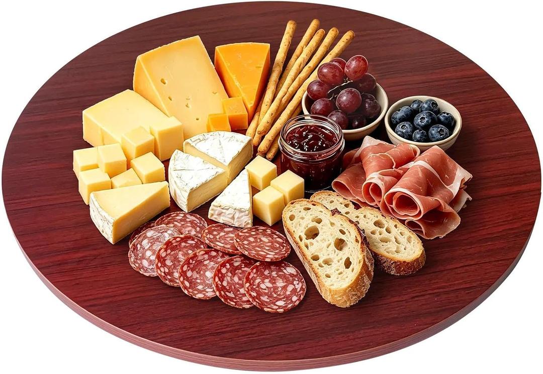 23.6 Inch Walnut Wood Lazy Susan for Tabletop, Large Lazy Susan, Round Rotating Serving Tray, Wooden Turntable Dining Table Centerpiece, Spinning Food Server for Home and Gatherings (Walnut)