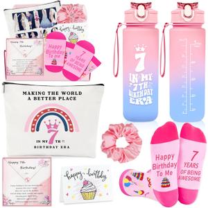 Awfrky 7 Year Old Girl Gifts, Gifts for 7 Year Old Girls, Best 7th Girls Birthday Gift Ideas for Daughter, Sister, Niece, Granddaughter, 7th Birthday Decorations Gift for Sweet Teen Girl Set of 6