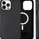 for iPhone 16 Pro Max Case Cute Polka Dot Phone Case Compatible with MagSafe, Dual-Layer Shock Protection (Hard PC + Silicone) - Aesthetic Protective Phone Cover for Women Girls, Black