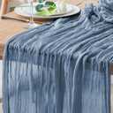 Table Runner Cheesecloth 10FT Dusty Blue Boho Gauze Cheese Cloth Rustic Sheer Table Runners for Wedding Bridal Baby Shower Party Decoration