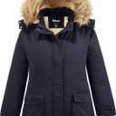 Soularge Women's Winter Plus Size Sherpa Lined Jacket with Detachable Hood (3X, Navy)