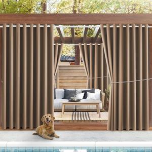 Waterproof Outdoor Curtain W105 x L95 - Grommet Top Sunlight Blocking Window Treatment Drapes Blackout Curtains for Home Bedroom Living Room Outdoor Patio Porch Pergola Cabana Gazebo (Camel Brown)