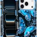 LONTECT for iPhone 17 Pro Max Case 3 in 1 Shockproof Heavy Duty Rugged Hard PC+Soft Silicone Full Body Protective Cover Girls Women Case for Apple iPhone 17 Pro Max, Glow in The Dark Blue