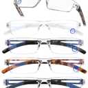 AQWANO 5 Pack Rimless Reading Glasses Women Men Blue Light Block, Lightweight Clear Frames Computer Readers Anti Glare, 2.50