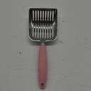 WePet Cat Litter Scoop, Aluminum Alloy Sifter, Kitty Metal Scooper, Deep Shovel, Long Handle, Poop Sifting, Kitten Pooper Lifter, Durable, Heavy Duty, for Litter Box (Small, POLISHED Aluminum \ #10 Pink Handle)