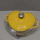 Overmont Enameled Cast Iron Dutch Oven - Heart-Shaped Pot with Lid Cookbook & Cotton Pot Holders - Mini Cookware Oven Safe to 500F for Sourdough Baking Soups Stews - Great Gift for Wedding Birthday Housewarming 2QT Yellow
