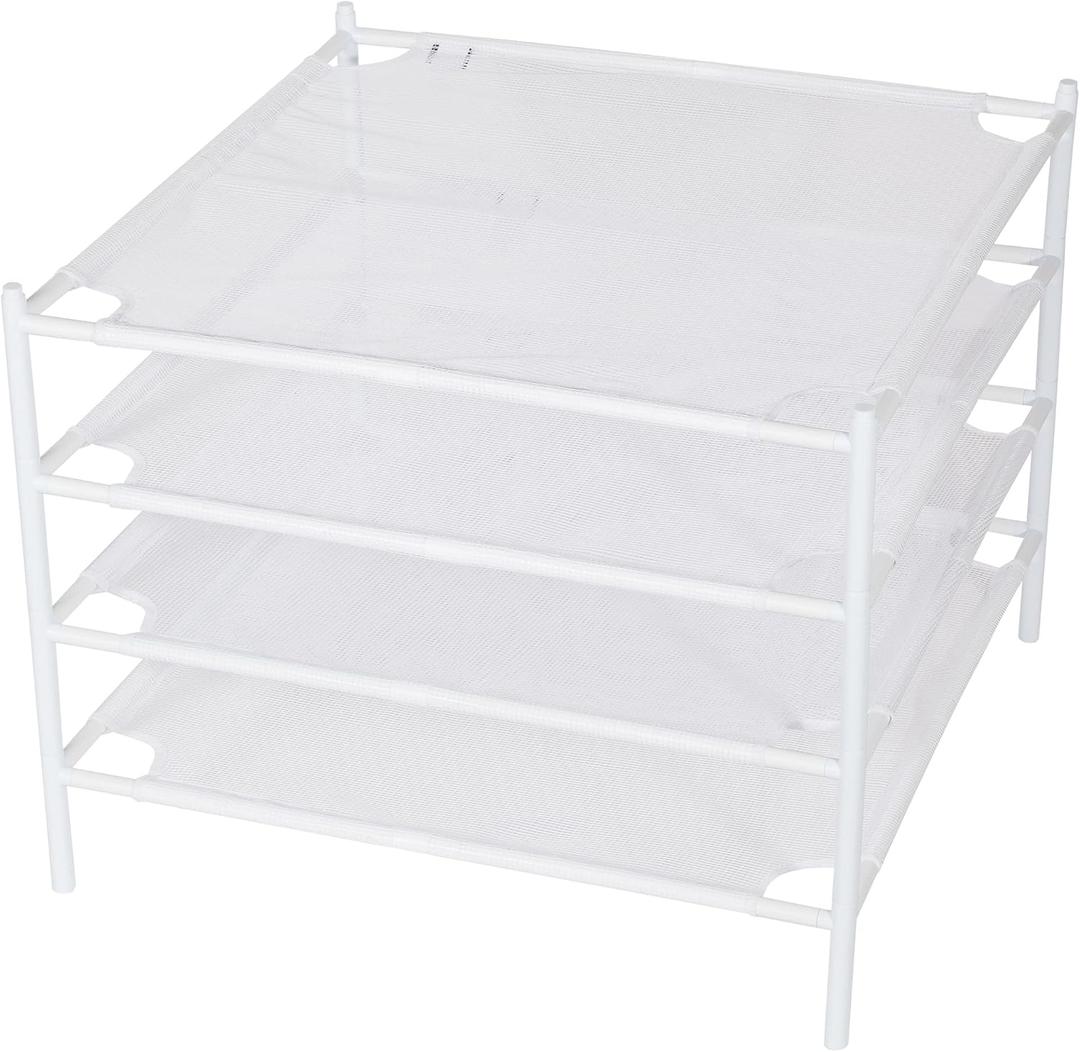 Sweater Drying Rack, 4-Layer Stackable Flat Clothes Drying Rack, Laundry Drying Rack, Mesh Air Dryer, Portable Dry Rack for Indoor & Outdoor