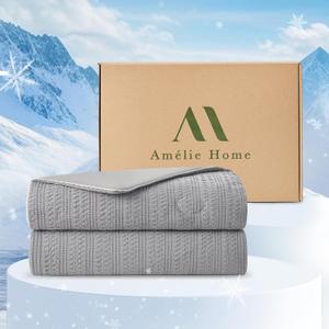Amlie Home Waffle Cooling Comforter King Size, Q-Max 0.45 Reversible Lightweight Cooling Blanket for Hot Sleepers, Breathable Bedding for Night Sweats, 106"x90", Cool Gray