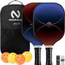 niupipo Pickleball Paddles Set of 2/4/1, USAPA Approved Graphite Carbon Fiber Pickleball Rackets, Polypropylene Honeycomb Core, Cushion 4.72In Grip, Bag/Cover, Pickle Ball Paddle Set for Men Women (Black & Blue)