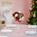 BLOSMON Wedding Flowers Centerpieces for Tables: 10 Pcs Burgundy & Dusty Rose & Creamy White Fake Roses Kissing Balls Decoration - Artificial Silk Floral Arrangements for Home Party DIY Decor