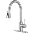 Qomolangma Kitchen Faucet with Pull Down Sprayer, Single Level Stainless Steel Kitchen Sink Faucets, Single Handle High Arc Brushed Nickel Pull Out Kitchen Faucet