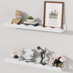 Floating Shelves for Wall Dcor 24 Inch Long Set of 2 Nursery Book Shelves Bathroom Shelves Over Toilet Shelf for Books, Plants, Toys, Photo Frames, Picture Ledge-White