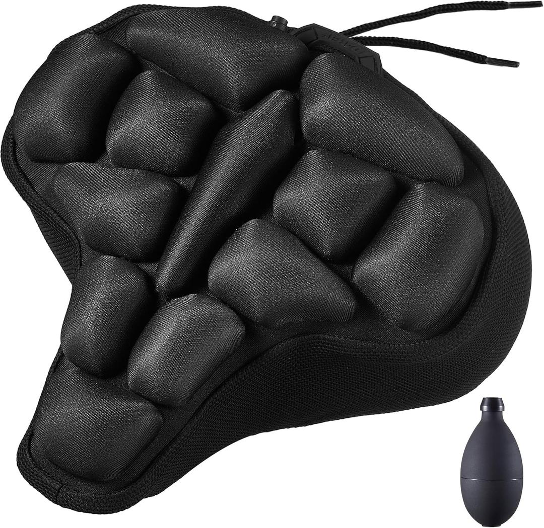 DAWAY F1 3D Inflatable Air Bike Seat Cushion Cover  Large, Wide Bike Saddle Cover, Shock-Absorbing & Breathable Adjustable Comfort Pad for Peloton, Indoor, Road, Mountain, Outdoor Bikes & Commuting