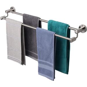 TocTen Double Bath Towel Bar - Thicken SUS304 Stainless Steel Towel Rack for Bathroom, Bathroom Accessories Double Towel Rod Heavy Duty Wall Mounted Towel Holder (Brushed, 30IN)