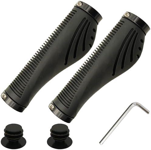 RYANGO Bike Handlebar Grips Double Lock, Mountain Bike Grips Bicycle Grips Ergonomic Design, Comfortable Handlebar Grips for MTB, BMX, E-Bike, Scooter