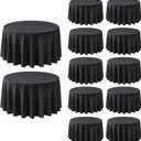 12 Pack Round Tablecloth 120 Inch Cloth Black Tablecloth for Round Tables, Washable Polyester Table Cloth Stain and Wrinkle Resistant Decorative Table Cover for Wedding Party Dining Banquet